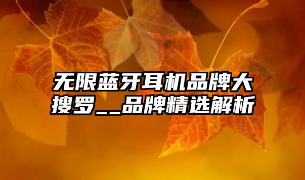 無限藍(lán)牙耳機(jī)品牌大搜羅__品牌精選解析