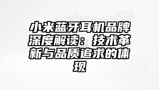 小米藍牙耳機品牌深度解讀：技術革新與品質(zhì)追求的體現(xiàn)