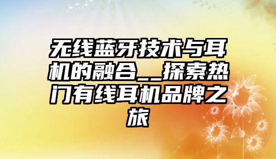 無線藍(lán)牙技術(shù)與耳機(jī)的融合__探索熱門有線耳機(jī)品牌之旅